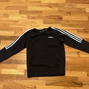 adidas Black Crewneck Sweater with White Three-Stripe Sleeves